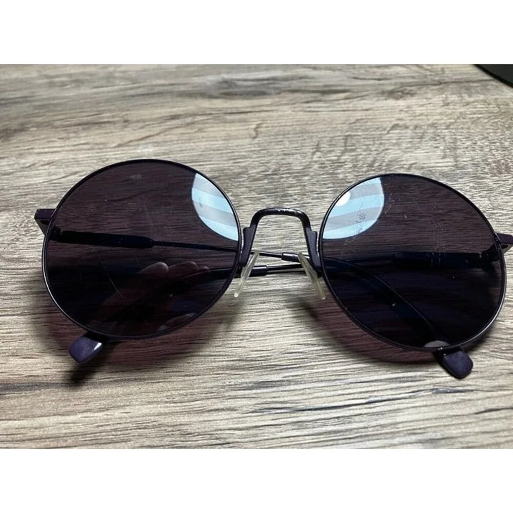 Fendi Women Sunglasses PurpleMetal Frame Round Eyewear Waves Made in Italy